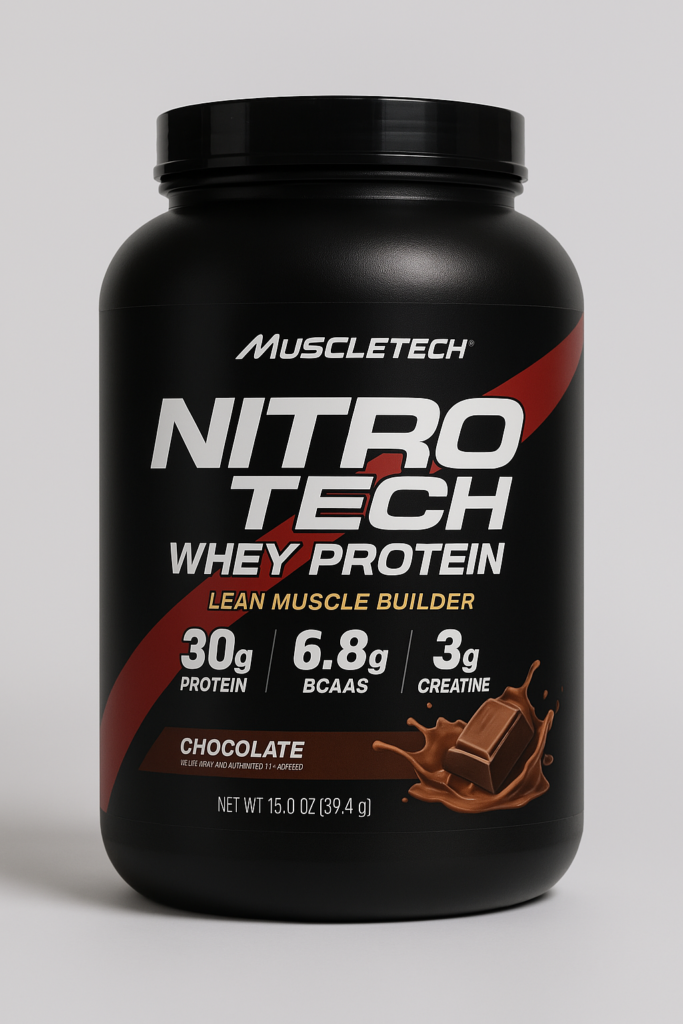 Hemp Protein vs Whey: AI-generated image of MuscleTech Nitro-Tech Whey Protein