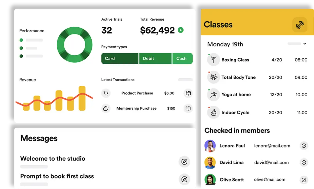 ABC Glofox studio management dashboard for trainers and gym owners