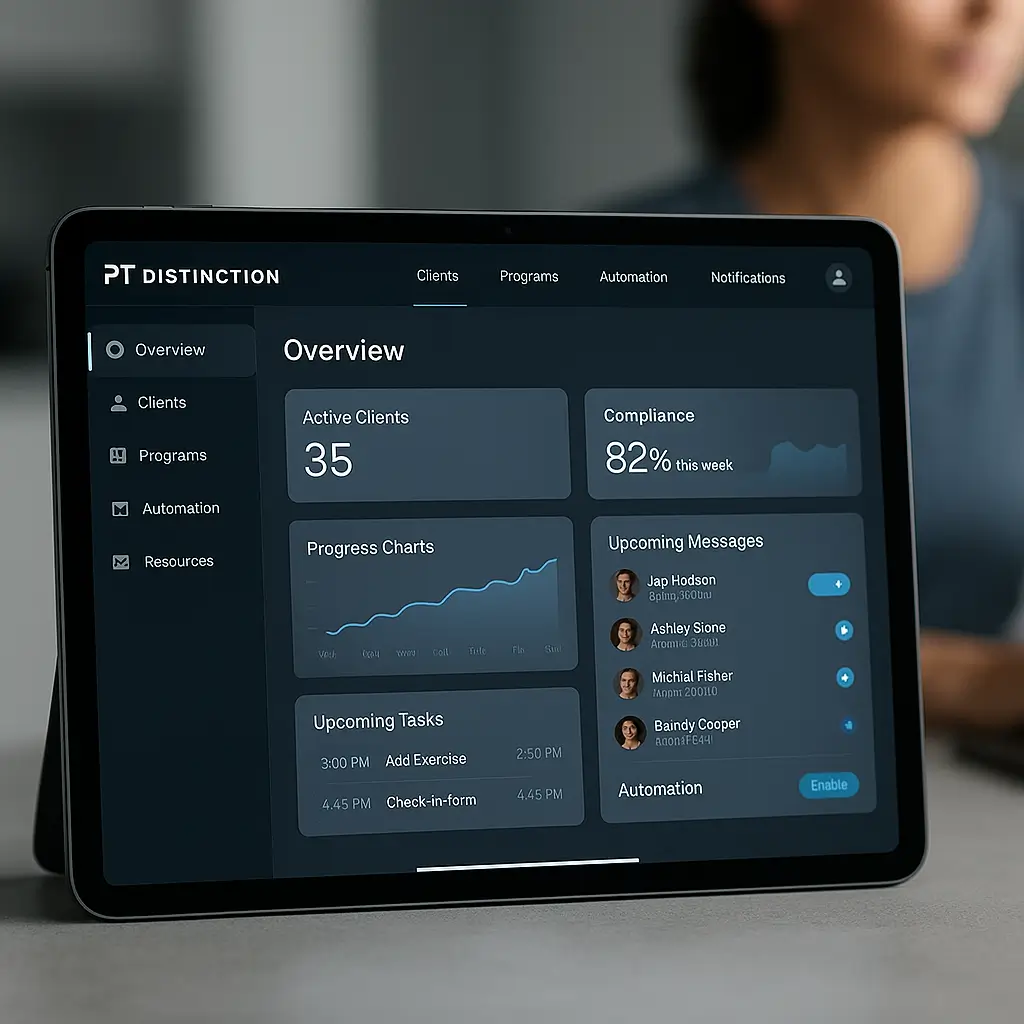PT Distinction dashboard overview for online personal trainers