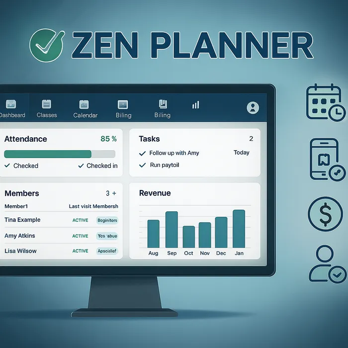 High-quality Zen Planner app dashboard for gym owners and personal trainers