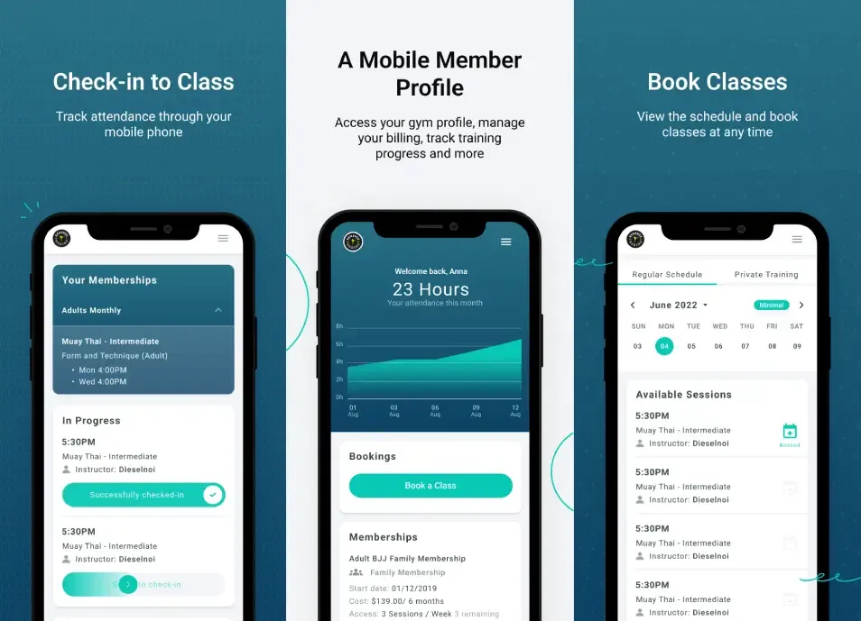 Whitelabeled fitness studio member app for attendance tracking and scheduling