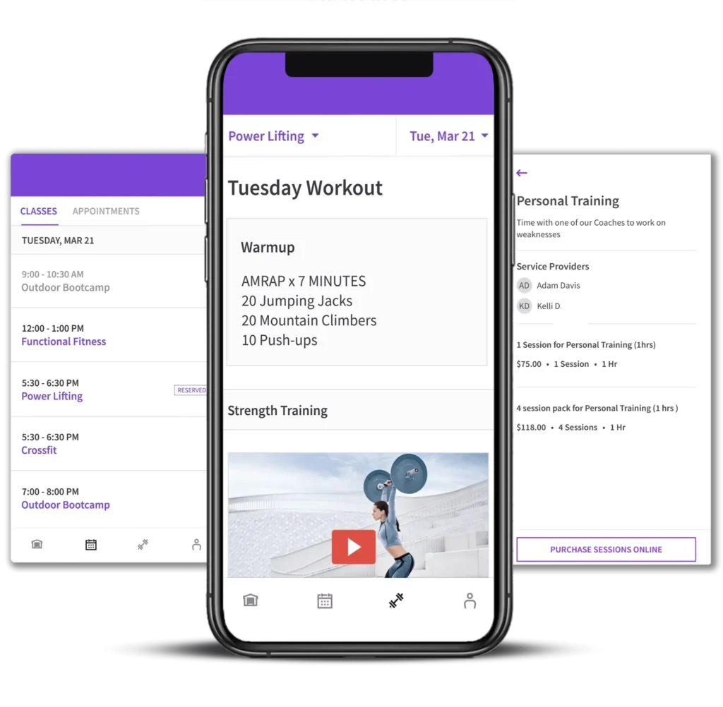 Wodify app login dashboard to book fitness classes, track workouts, and manage training schedule