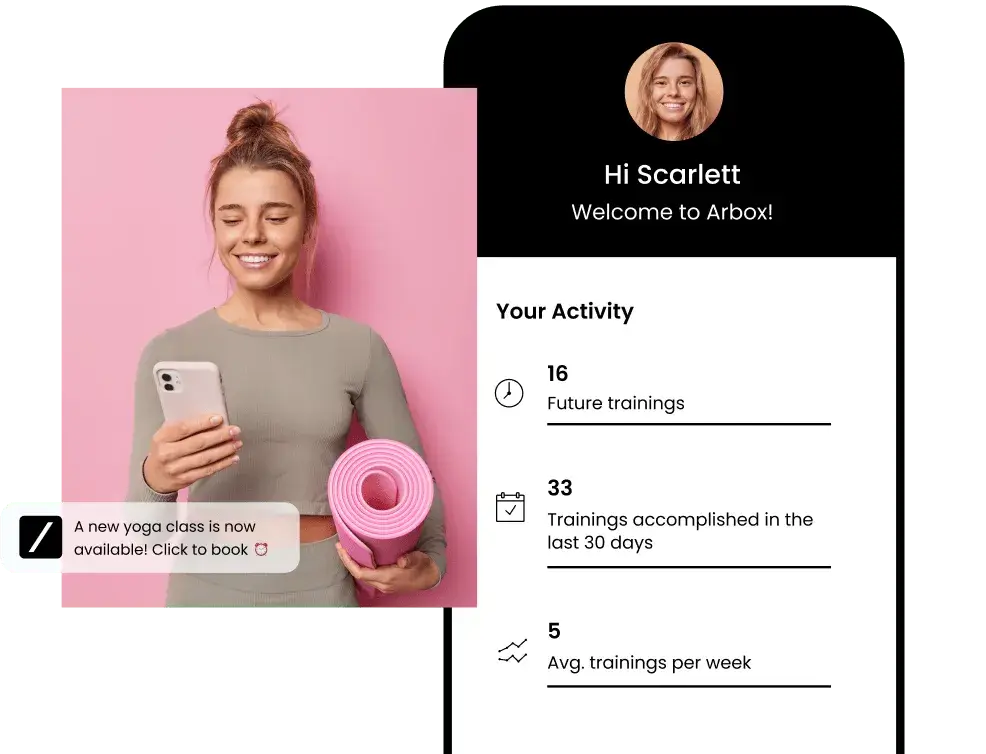 Arbox account setup welcome screen for new fitness clients