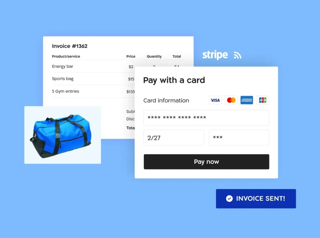 Arbox payment processing dashboard with Stripe checkout integration