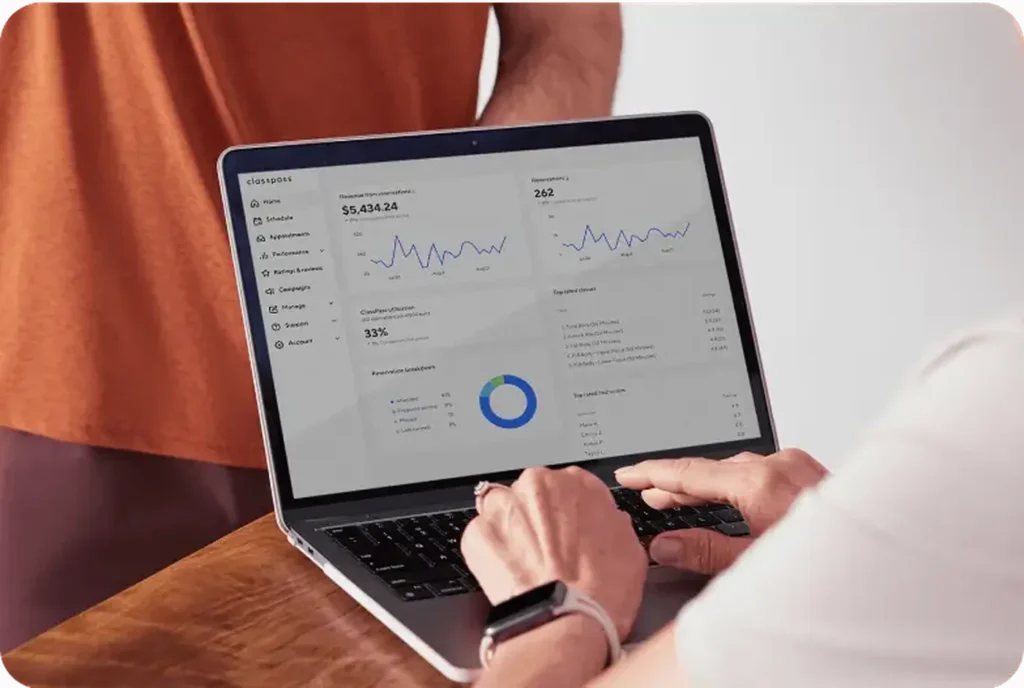 ClassPass performance dashboard with revenue, attendance and engagement metrics