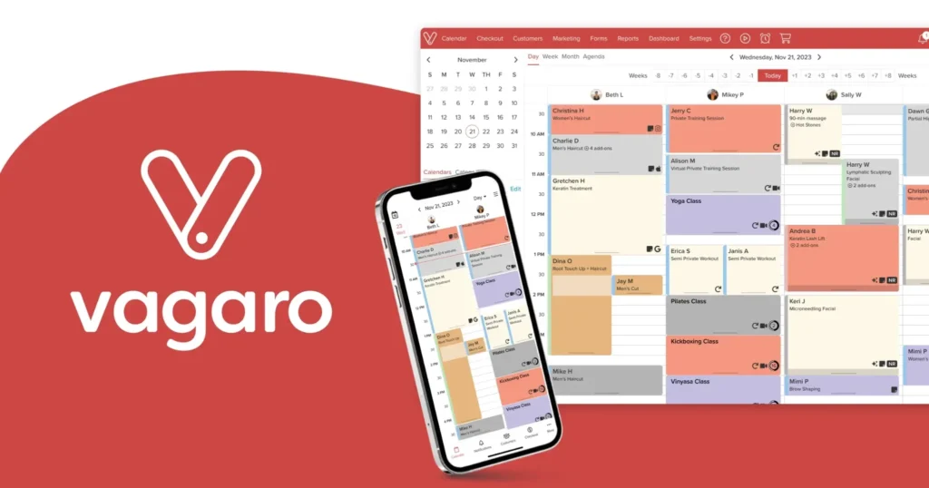 Vagaro scheduling system for spas, gyms, yoga studios and fitness businesses